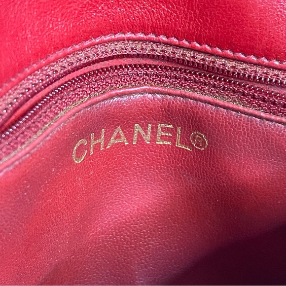 💕SOLD💕Chanel CC red quilted leather belt bag bum bag vintage - Picture 10 of 15